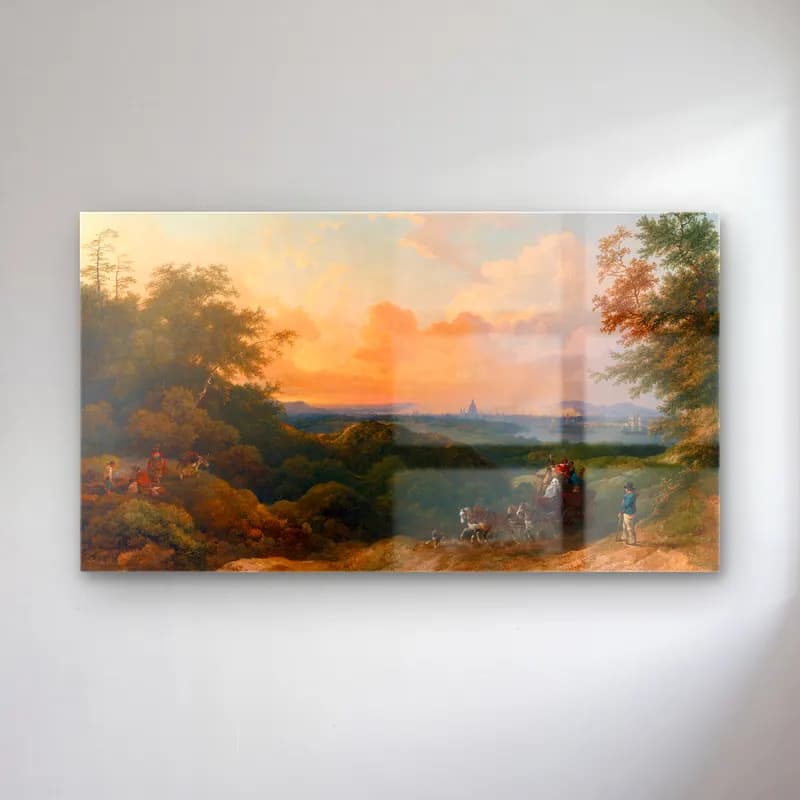 Philip James de Loutherbourg – The Evening Coach, London in the Distance cam tablo — Philip James de Loutherbourg – The Evening Coach, London in the Distance — yağlı boya roma