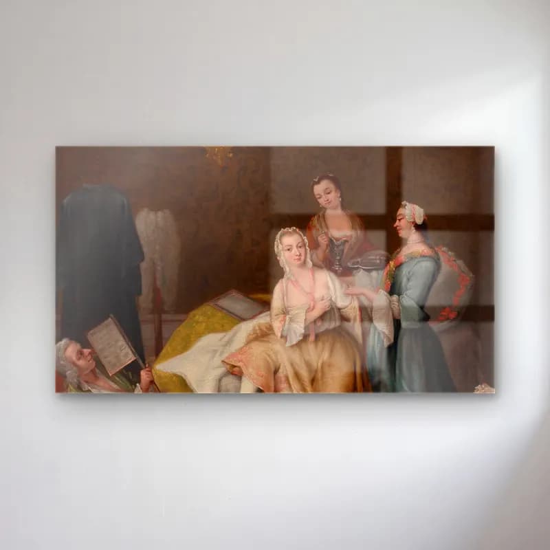 Pietro Longhi – Il risveglio della dama (The waking of the lady) cam tablo — Pietro Longhi – Il risveglio della dama (The waking of the lady) — yağlı boya kadın portresi