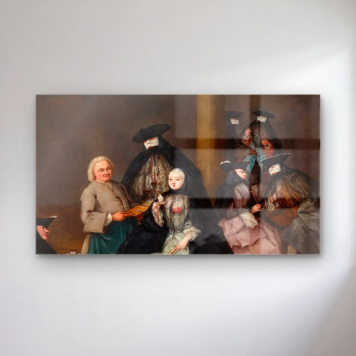 Pietro Longhi – Masked Party in a Courtyard cam tablo — Pietro Longhi – Masked Party in a Courtyard — yağlı boya dini sahne