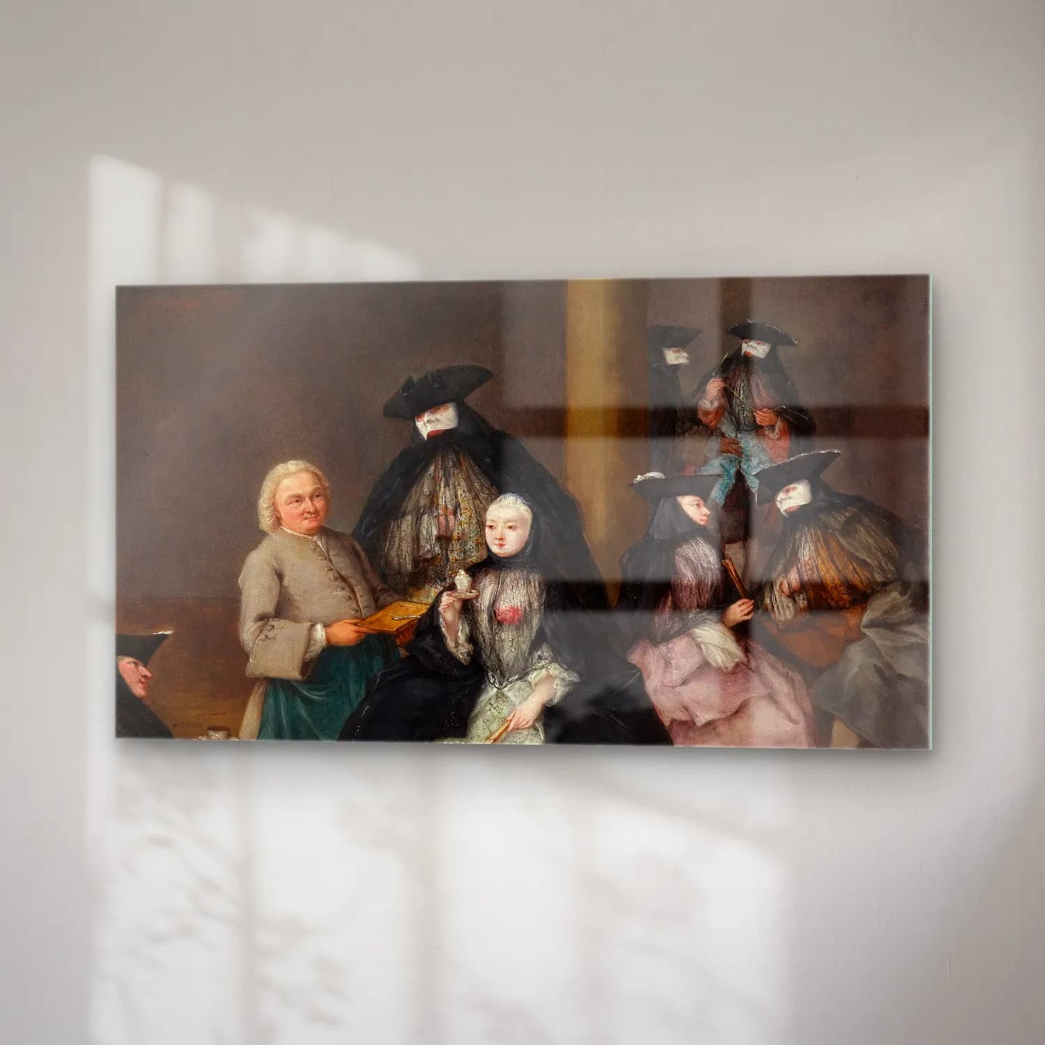 Pietro Longhi – Masked Party in a Courtyard cam tablo — sağ açıdan görünüm