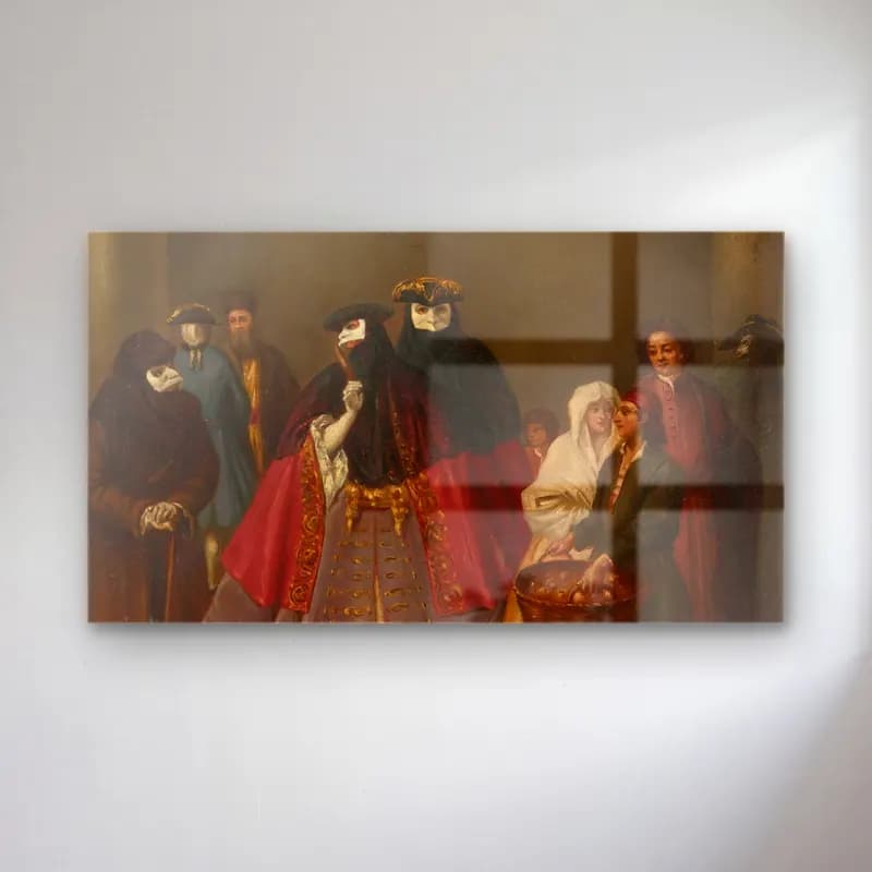 Pietro Longhi – Meeting of the Dominoes cam tablo — Pietro Longhi – Meeting of the Dominoes — yağlı boya dini sahne