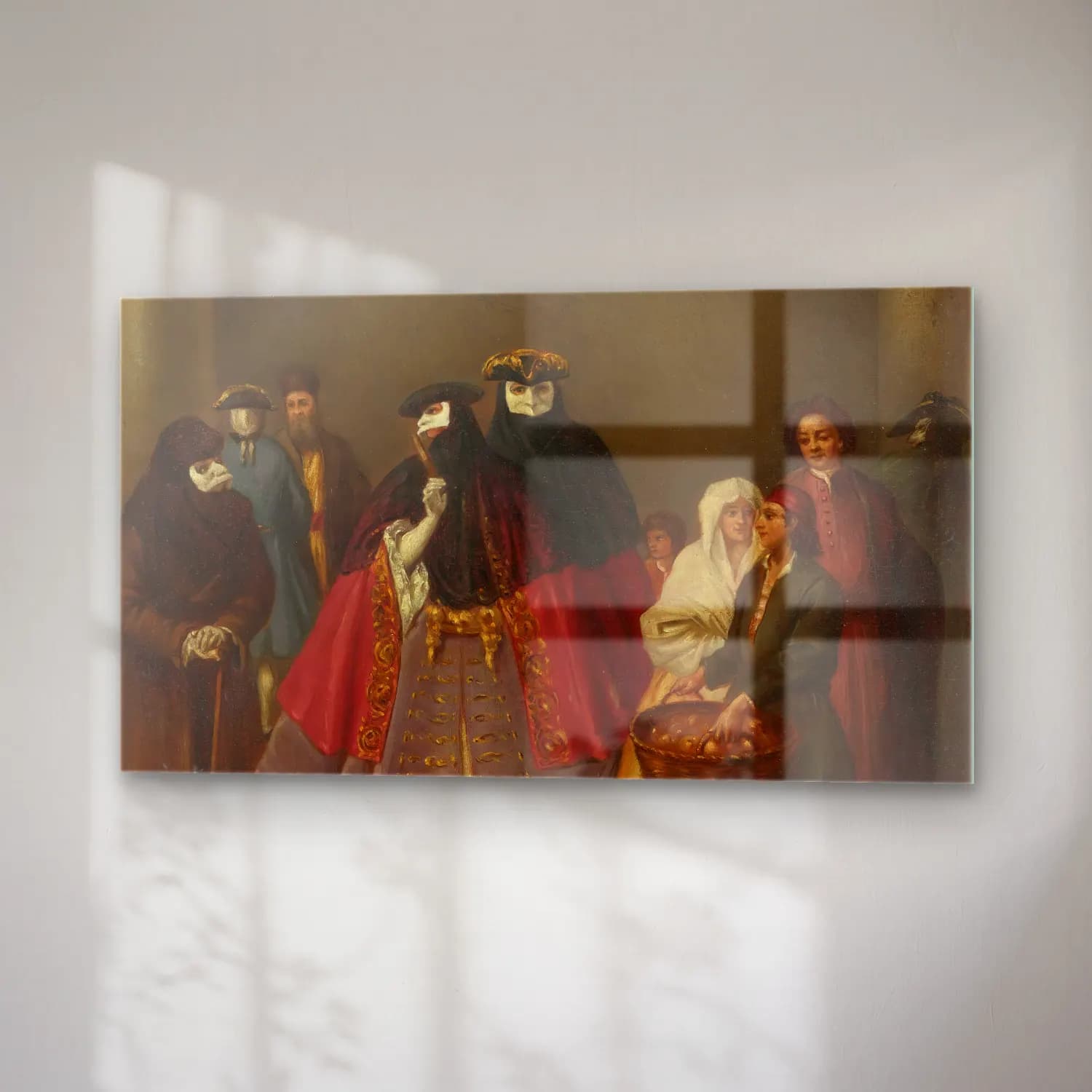 Pietro Longhi – Meeting of the Dominoes cam tablo — sağ açıdan görünüm