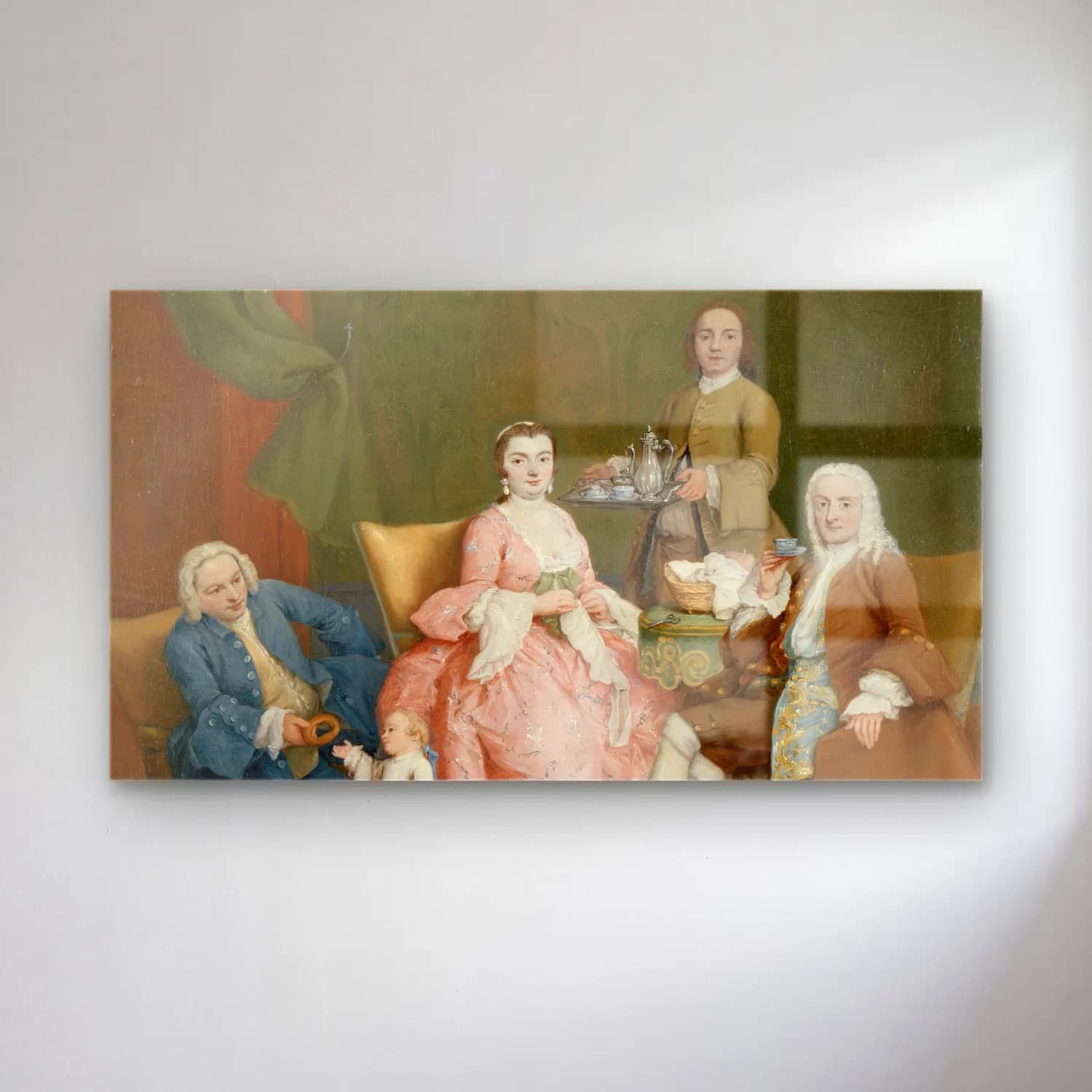 Pietro Longhi – Portrait of a Venetian Family with a Manservant Serving… cam tablo — Pietro Longhi – Portrait of a Venetian Family with a Manservant Serving… — yağlı boya dini sahne