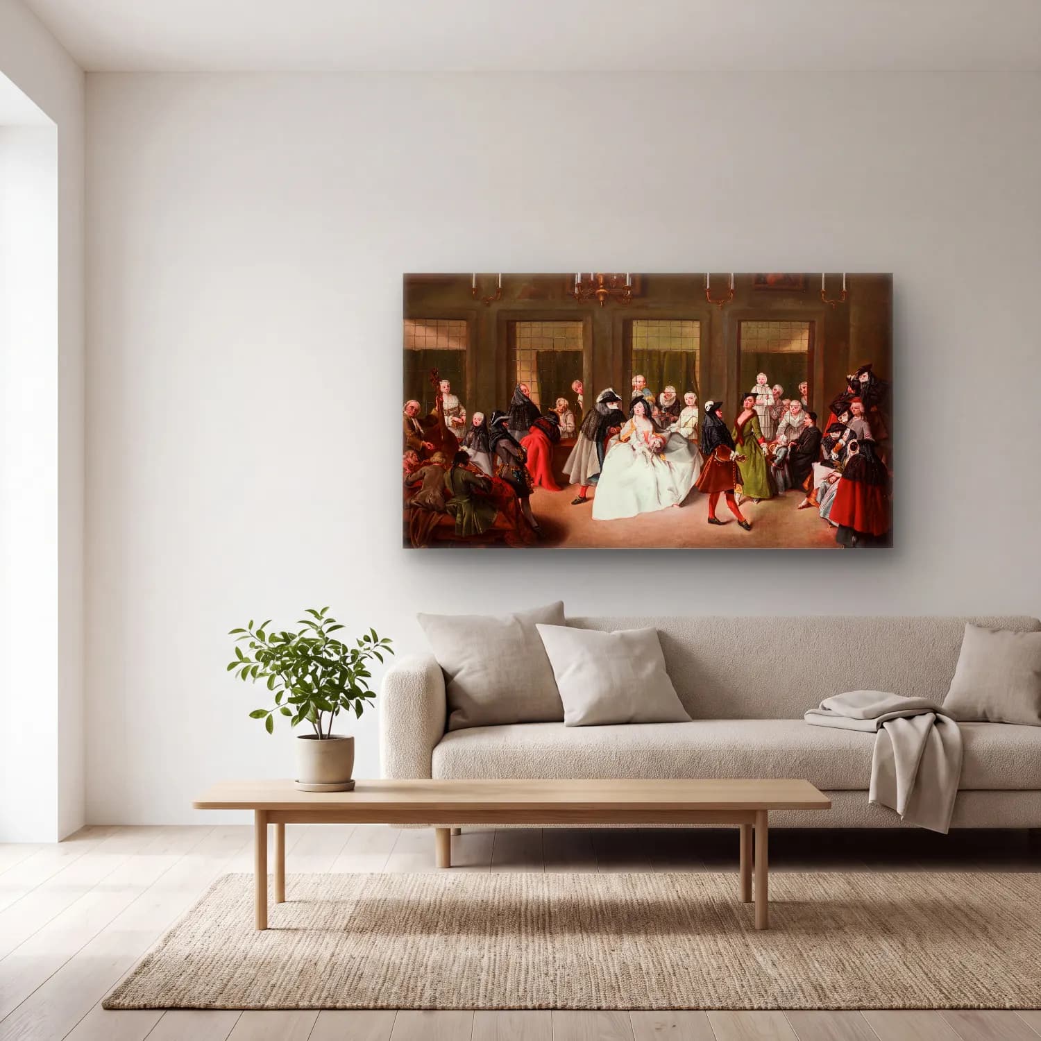 Pietro Longhi – The Convent Parlour (ca. 1760) cam tablo — açık renk salonda
