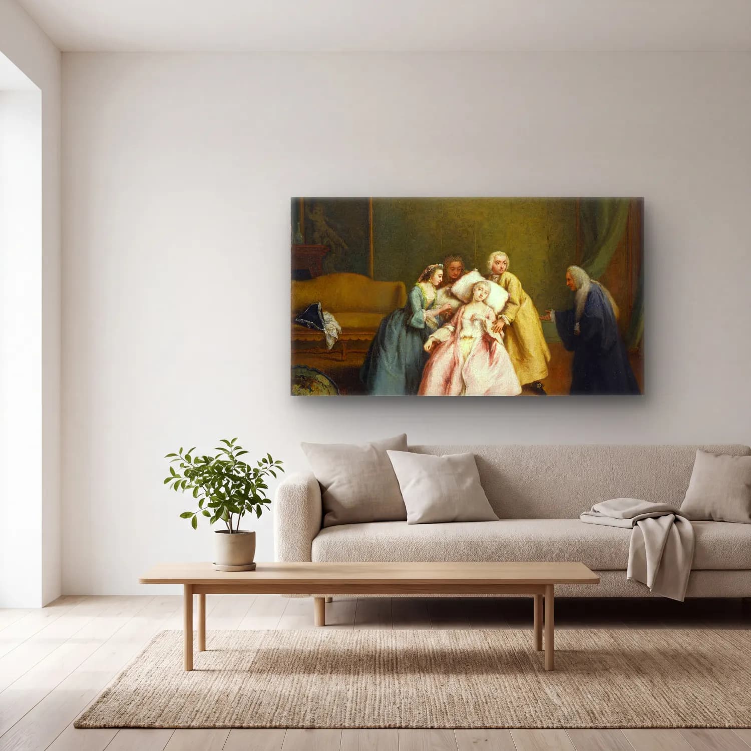 Pietro Longhi – The Faint cam tablo — açık renk salonda