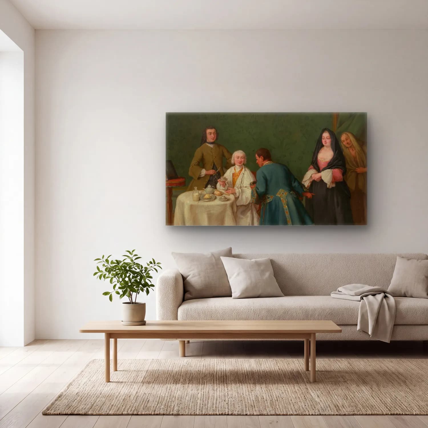 Pietro Longhi – The Temptation cam tablo — açık renk salonda