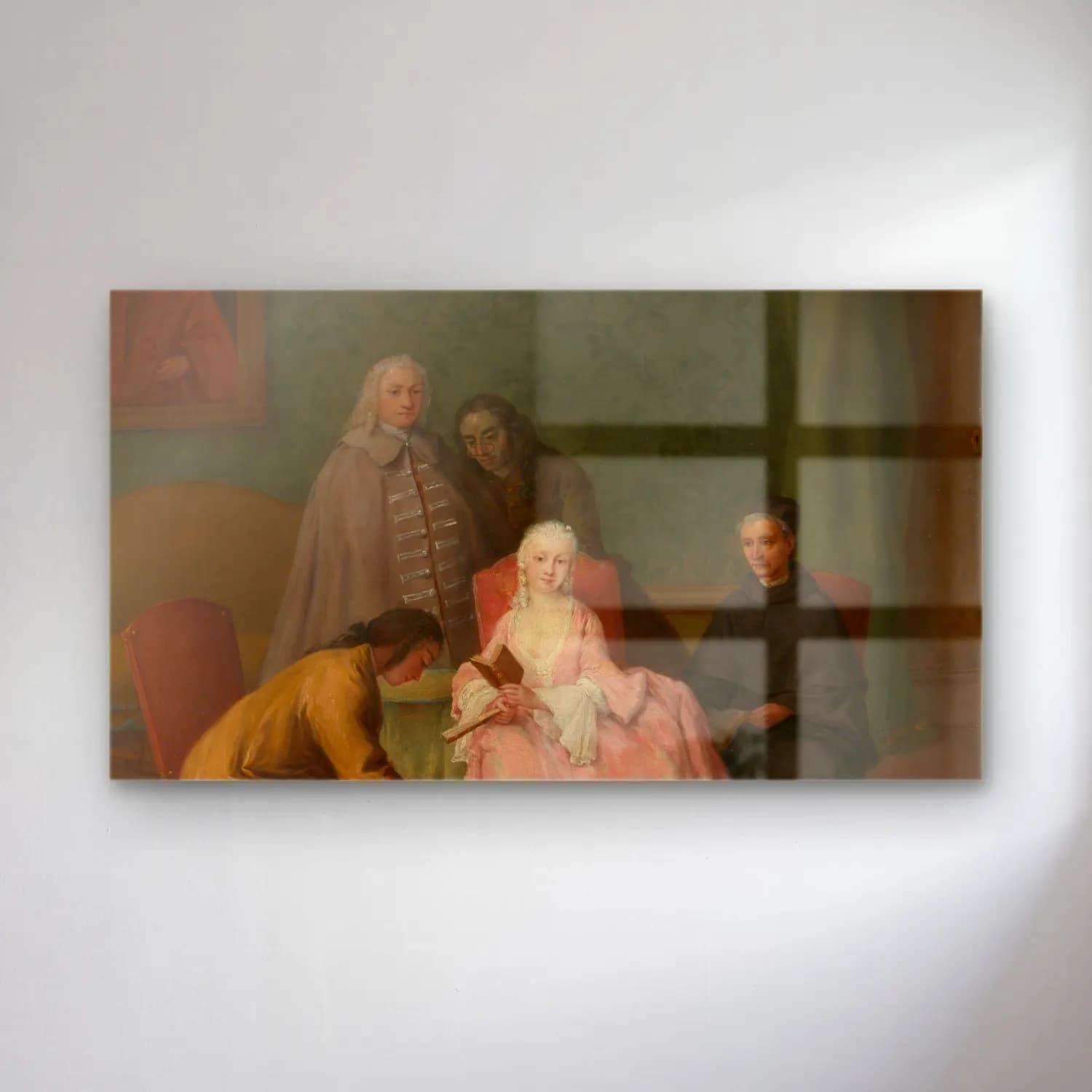 Pietro Longhi – The Visit cam tablo — Pietro Longhi – The Visit — yağlı boya kitap okuyan kadın