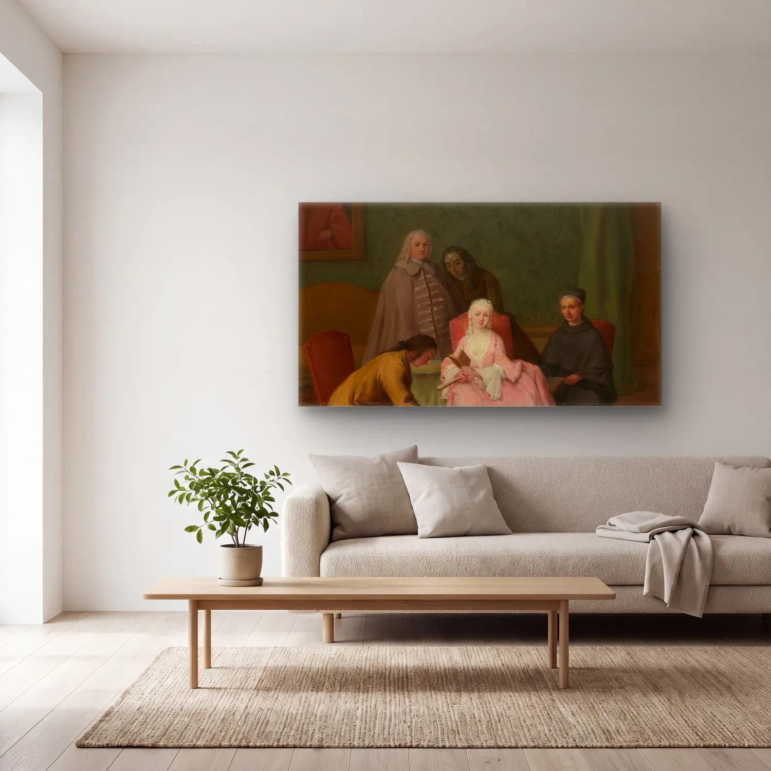 Pietro Longhi – The Visit cam tablo — açık renk salonda