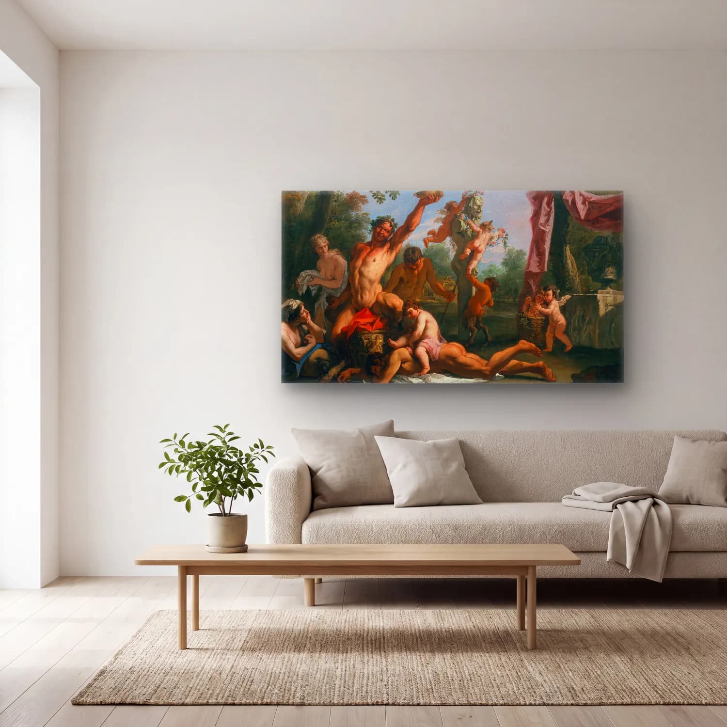 Sebastiano Ricci – A Bacchanal cam tablo — açık renk salonda