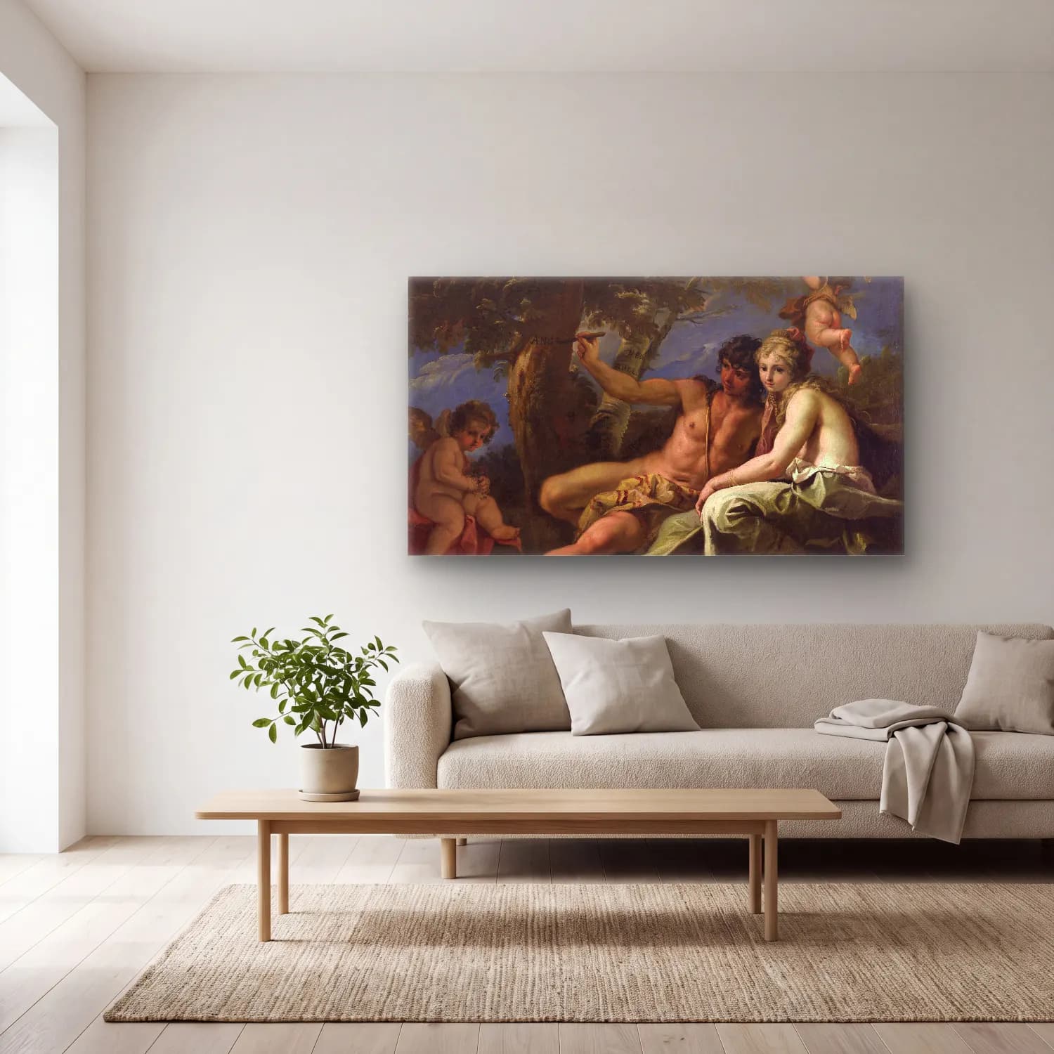 Sebastiano Ricci – Allegory of Charity cam tablo — açık renk salonda