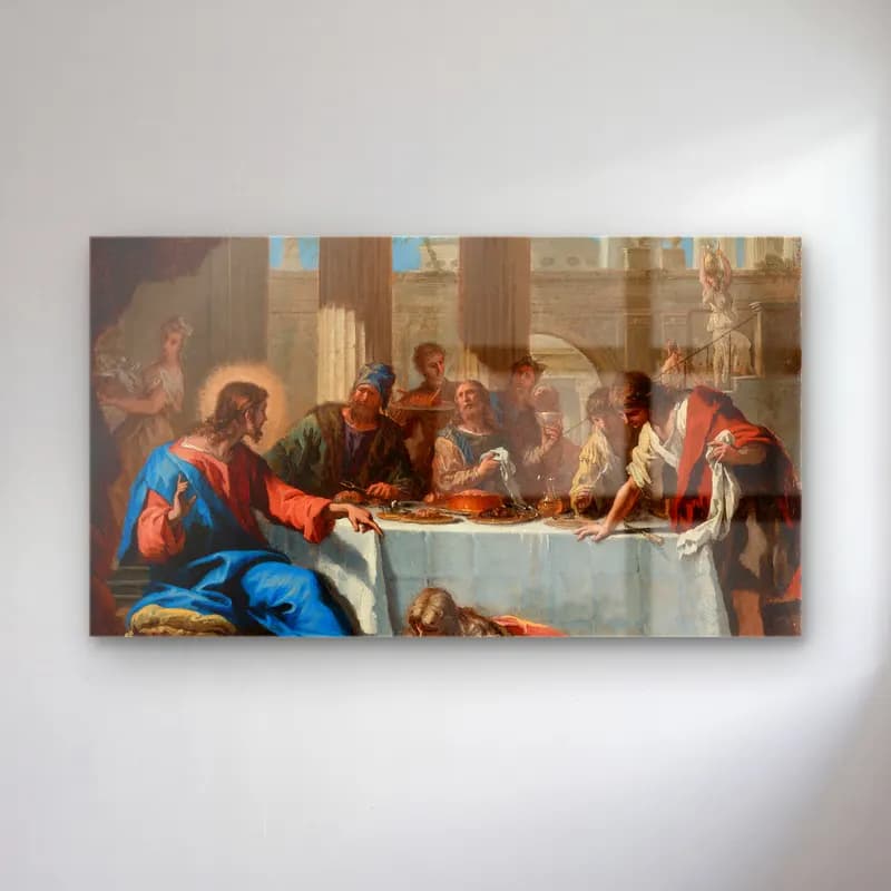 Sebastiano Ricci – Christ In The House Of Simon cam tablo — Sebastiano Ricci – Christ In The House Of Simon — yağlı boya dini sahne