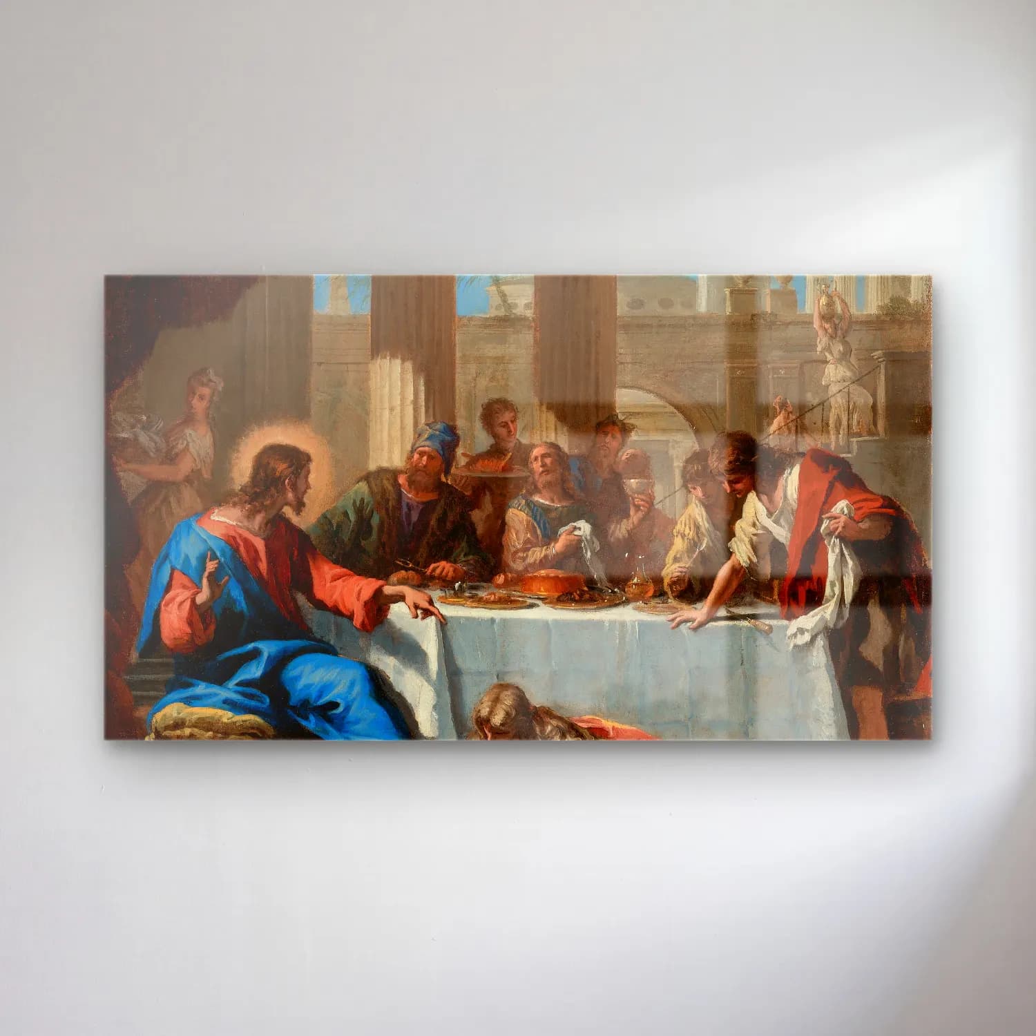 Sebastiano Ricci – Christ In The House Of Simon cam tablo — Sebastiano Ricci – Christ In The House Of Simon — yağlı boya dini sahne