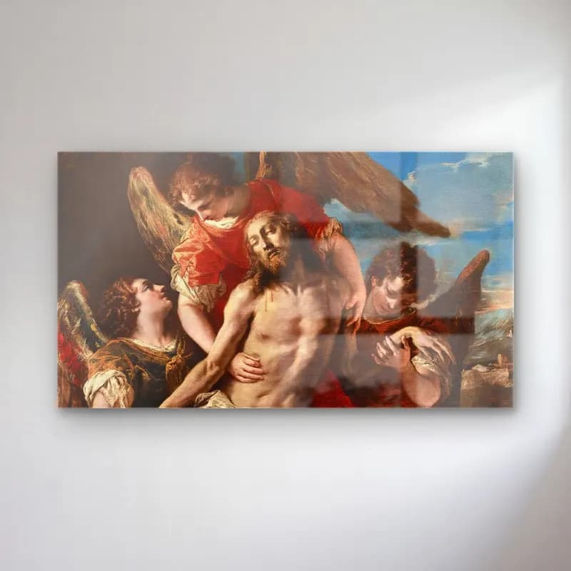Sebastiano Ricci – Christ Mourned By Three Angels cam tablo — Sebastiano Ricci – Christ Mourned By Three Angels — yağlı boya dini sahne