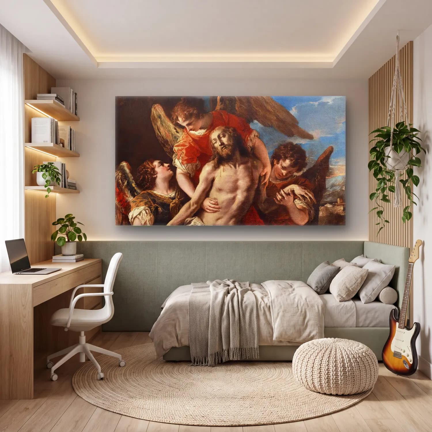 Sebastiano Ricci – Christ Mourned By Three Angels cam tablo — genç odasında