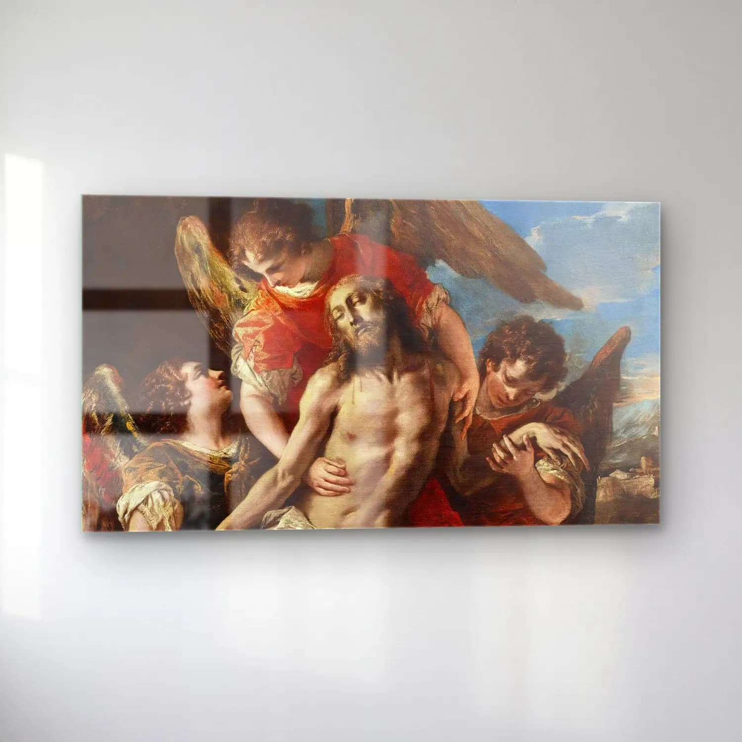 Sebastiano Ricci – Christ Mourned By Three Angels cam tablo — sol açıdan görünüm