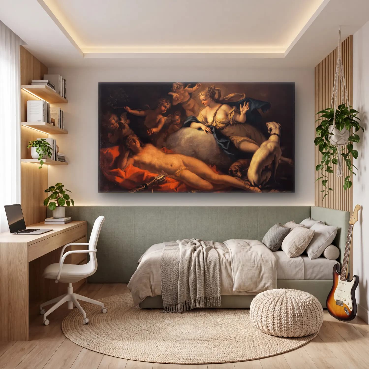Sebastiano Ricci – Diana and Endymion cam tablo — genç odasında