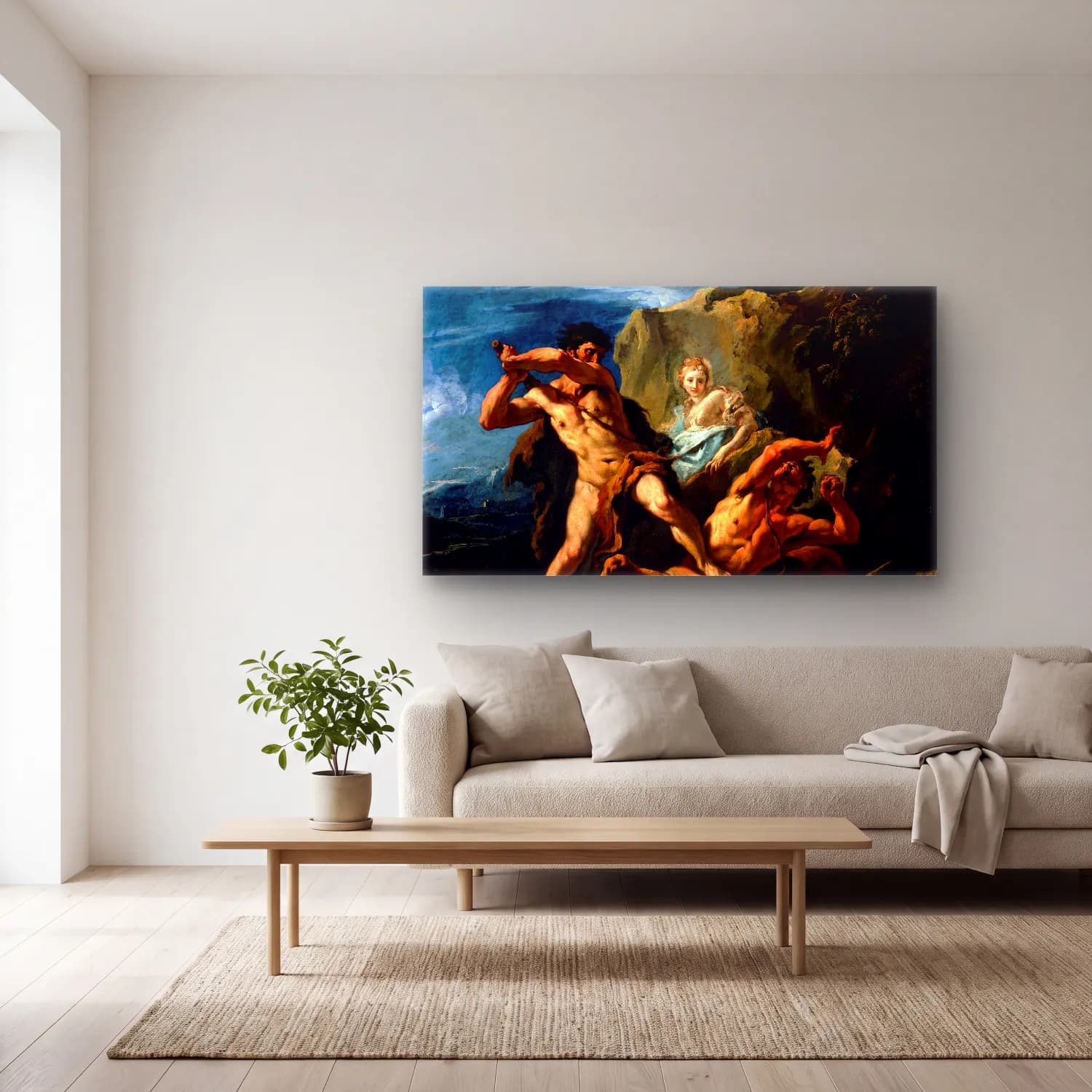 Sebastiano Ricci – Hercules Killing the Centaur Nessus cam tablo — açık renk salonda