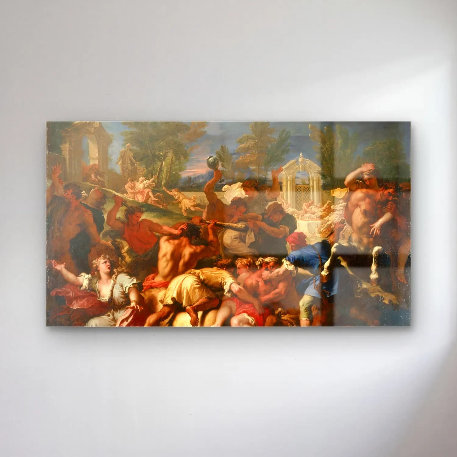 Sebastiano Ricci – The Battle of the Lapiths and Centaurs (circa 1705) cam tablo — Sebastiano Ricci – The Battle of the Lapiths and Centaurs (circa 1705) — yağlı boya savaş sahnesi