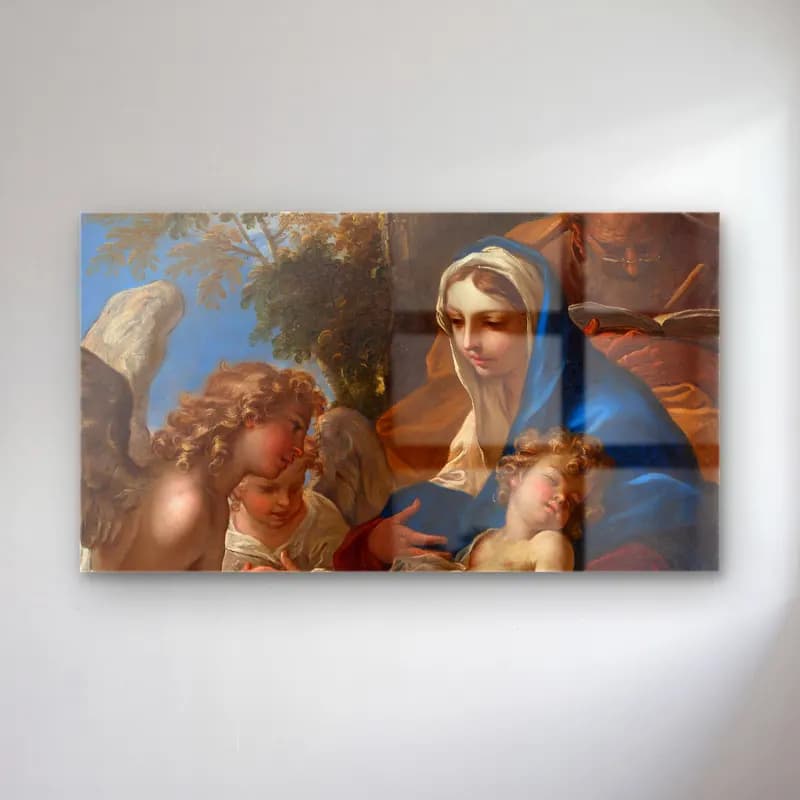 Sebastiano Ricci – The Holy Family with Angels (ca. 1700) cam tablo — Sebastiano Ricci – The Holy Family with Angels (ca. 1700) — yağlı boya dini sahne