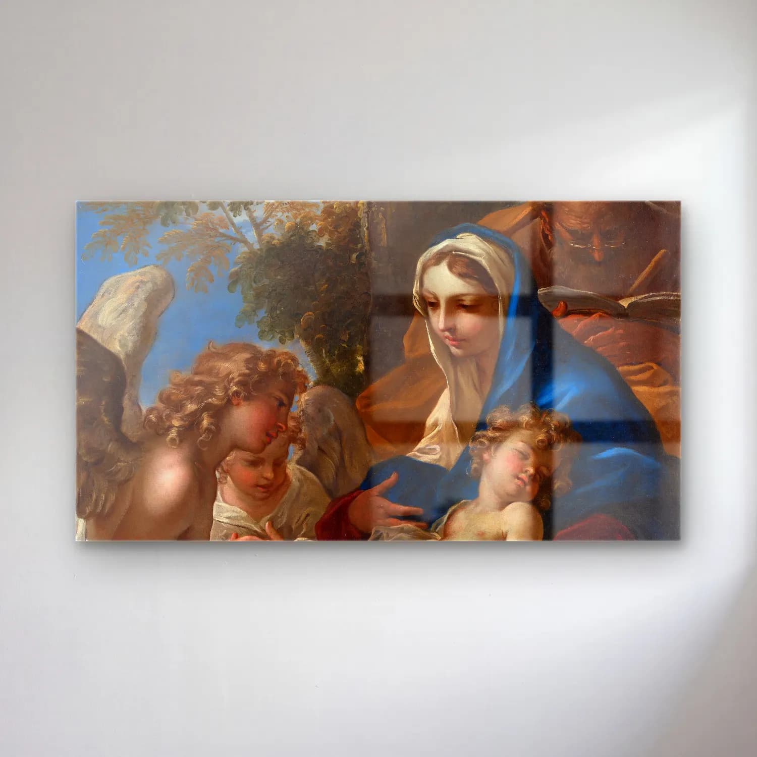 Sebastiano Ricci – The Holy Family with Angels (ca. 1700) cam tablo — Sebastiano Ricci – The Holy Family with Angels (ca. 1700) — yağlı boya dini sahne