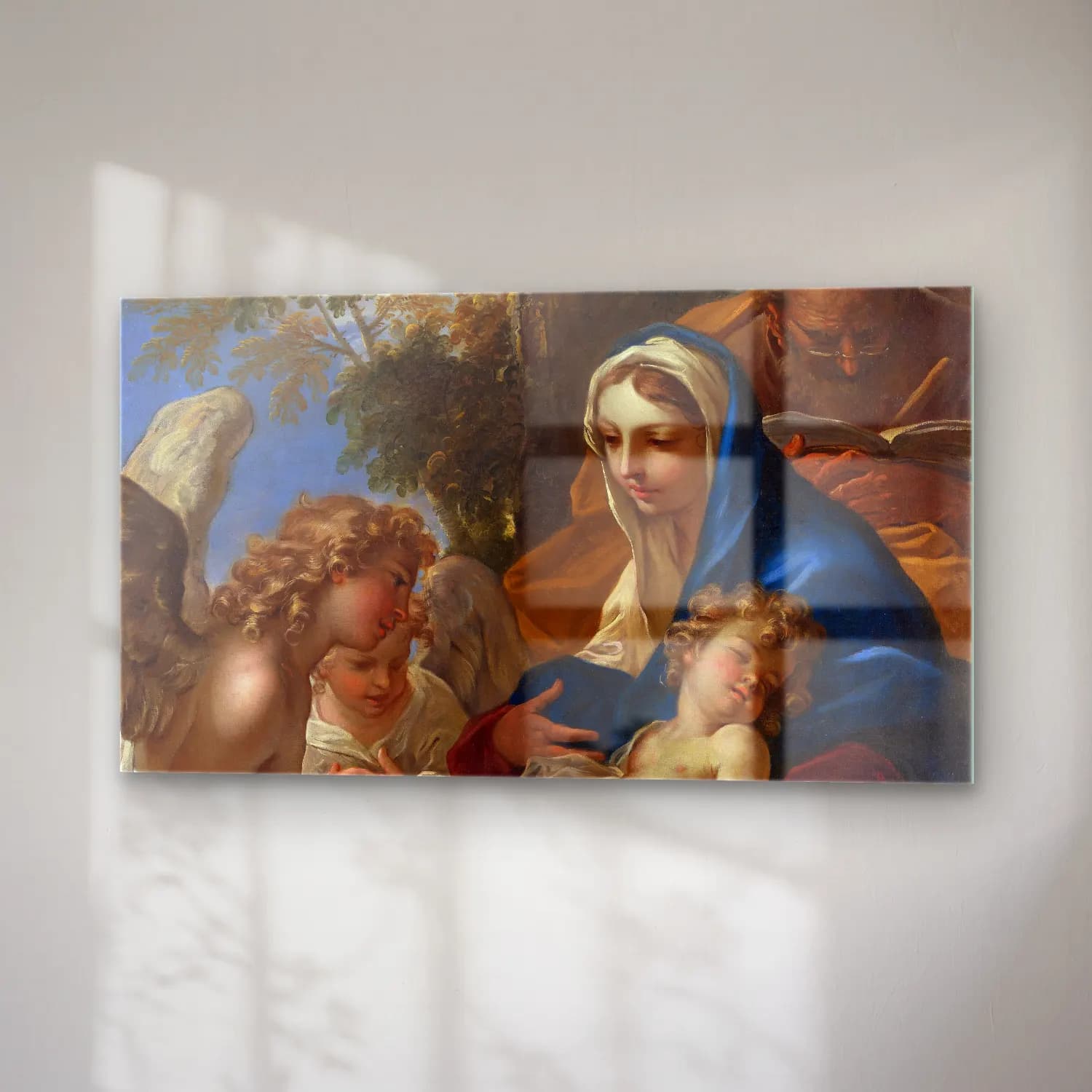 Sebastiano Ricci – The Holy Family with Angels (ca. 1700) cam tablo — sağ açıdan görünüm