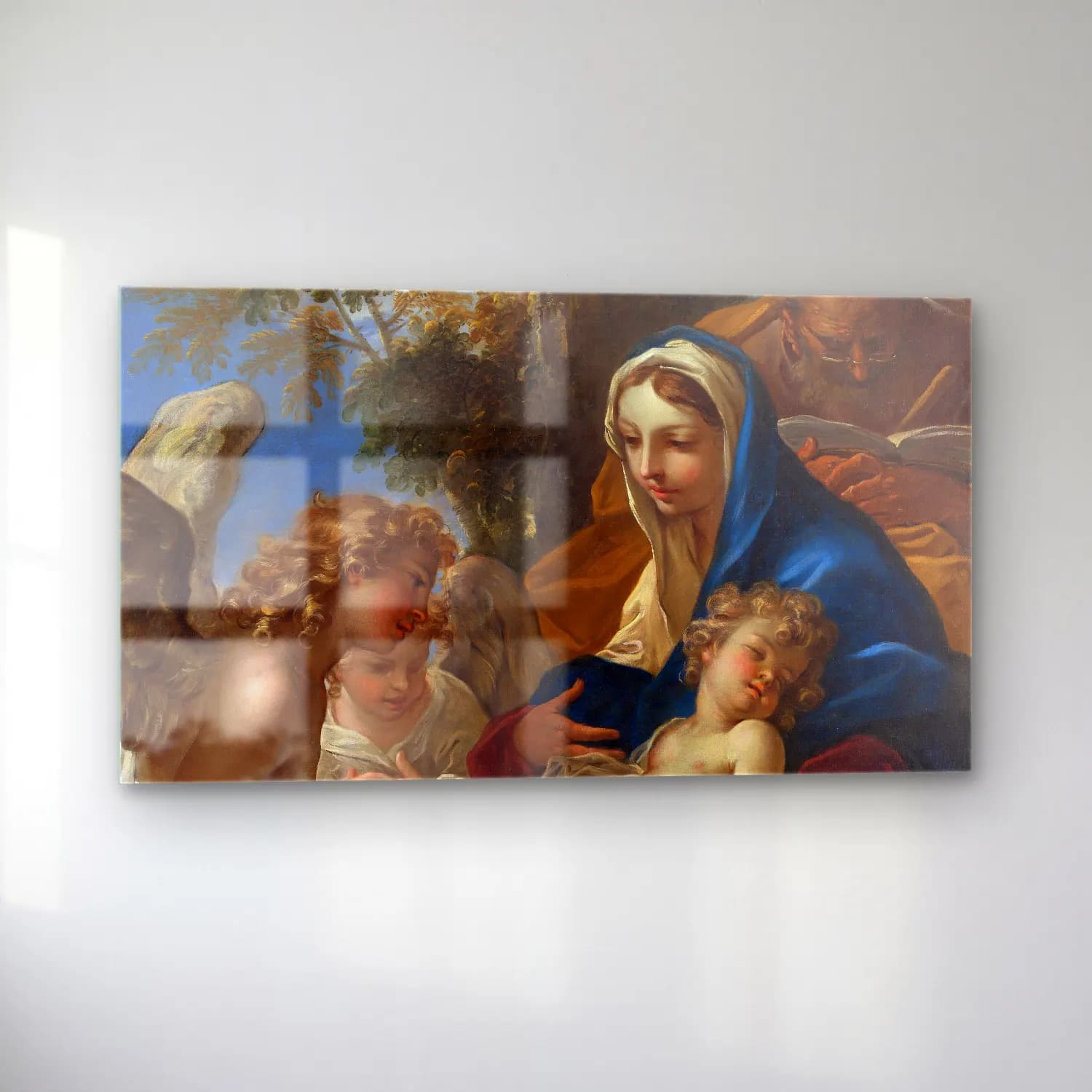 Sebastiano Ricci – The Holy Family with Angels (ca. 1700) cam tablo — sol açıdan görünüm