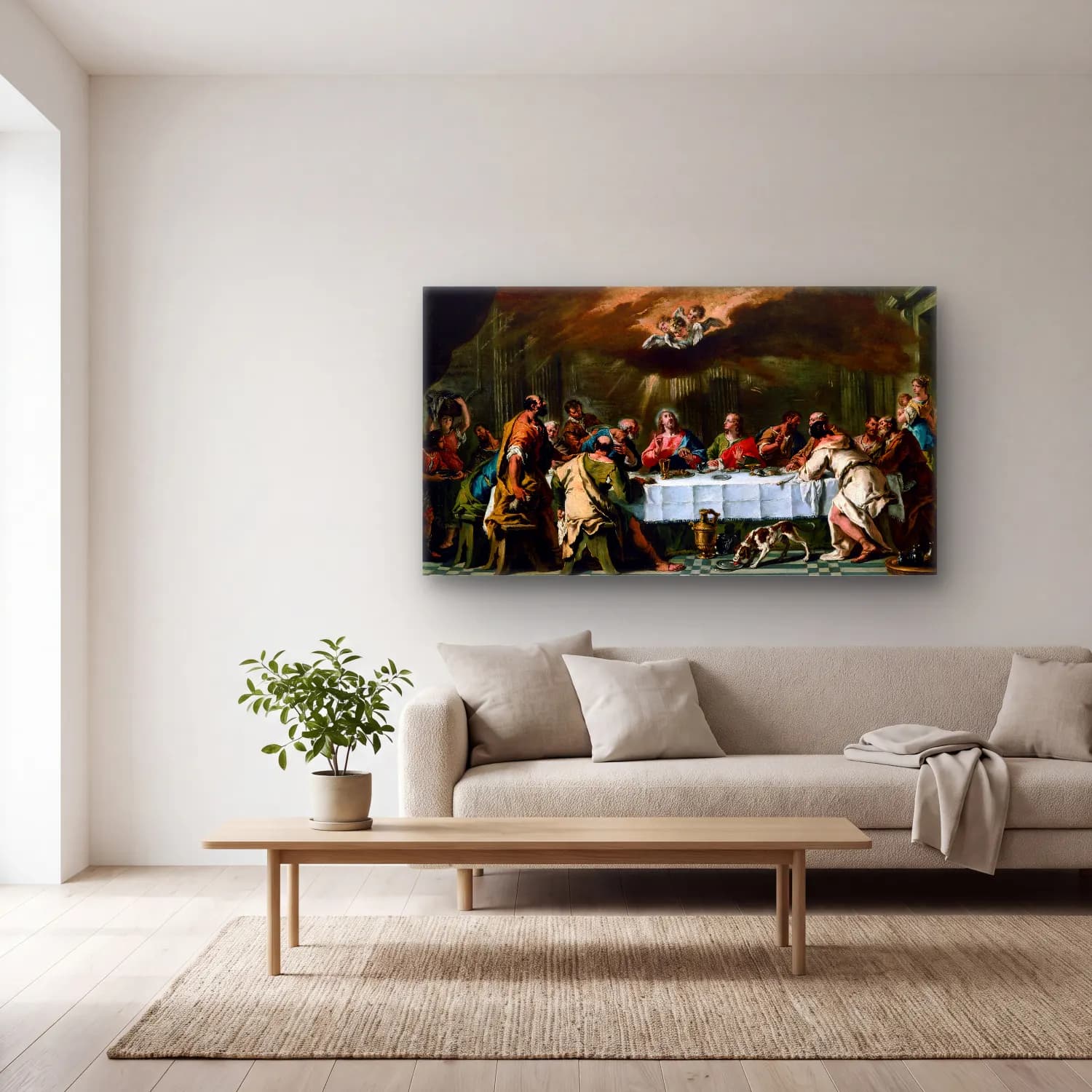 Sebastiano Ricci – The Last Supper cam tablo — açık renk salonda