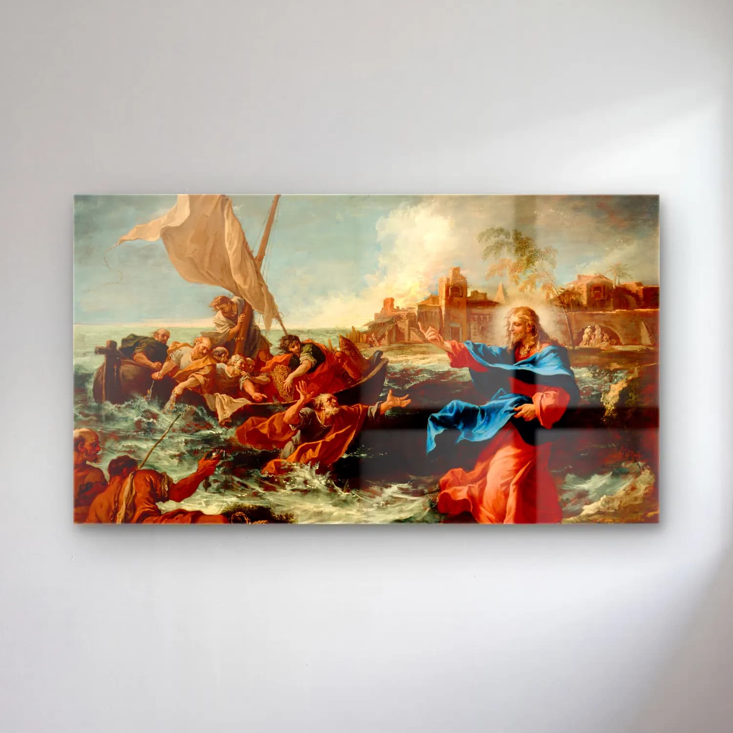 Sebastiano Ricci – The Miraculous Draught Of Fishes (ca. between 1695 and 1697) cam tablo — Sebastiano Ricci – The Miraculous Draught Of Fishes (ca. between 1695 and 1697) — yağlı boya dini sahne