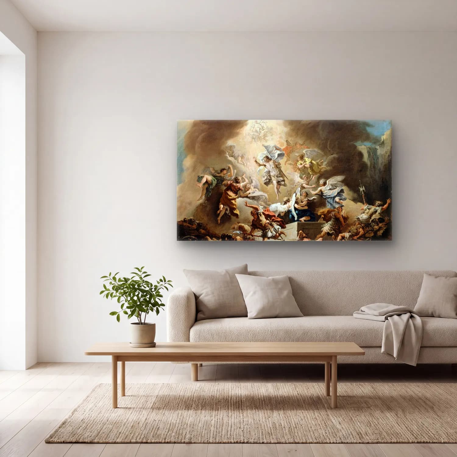 Sebastiano Ricci – The Resurrection (circa 1715) cam tablo — açık renk salonda