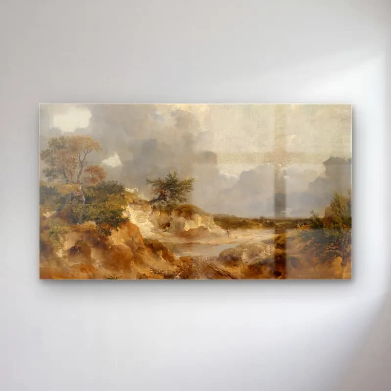 Thomas Gainsborough – A View in Suffolk cam tablo — Thomas Gainsborough – A View in Suffolk — yağlı boya kırda nehir