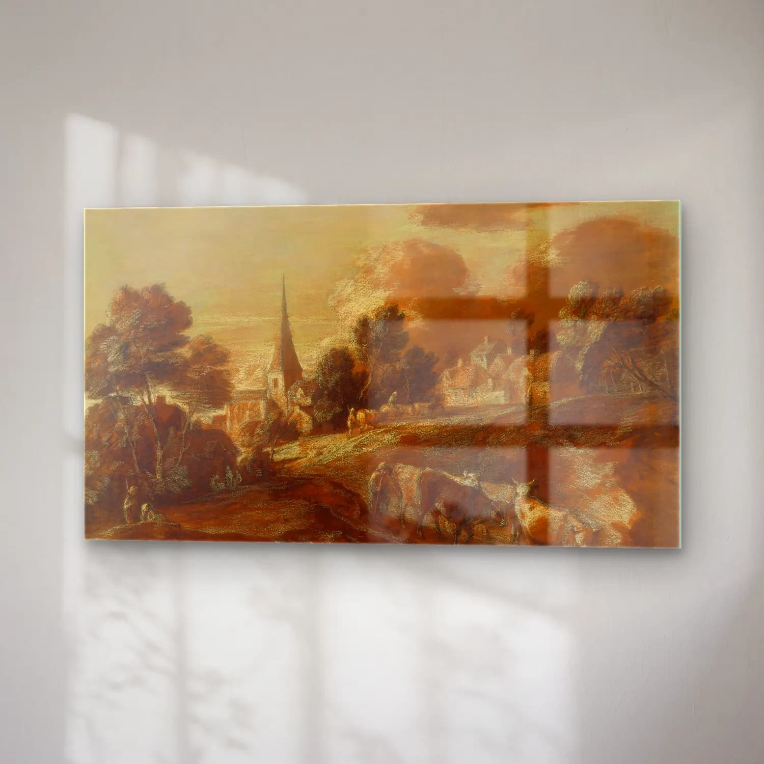 Thomas Gainsborough – An Imaginary Wooded Village with Drovers and Cattle cam tablo — sağ açıdan görünüm