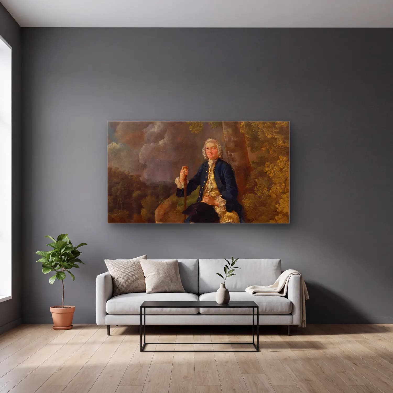 Thomas Gainsborough – Edward Augustus, Duke of Kent cam tablo — gri duvarlı salonda