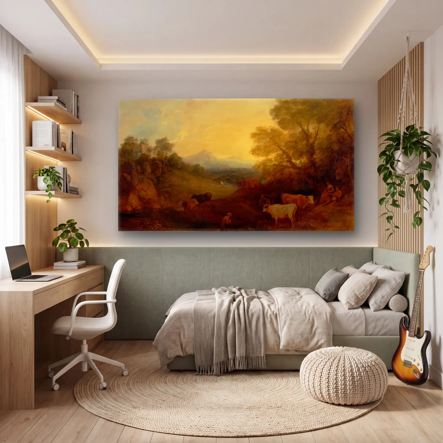 Thomas Gainsborough – Landscape with Cattle cam tablo — genç odasında