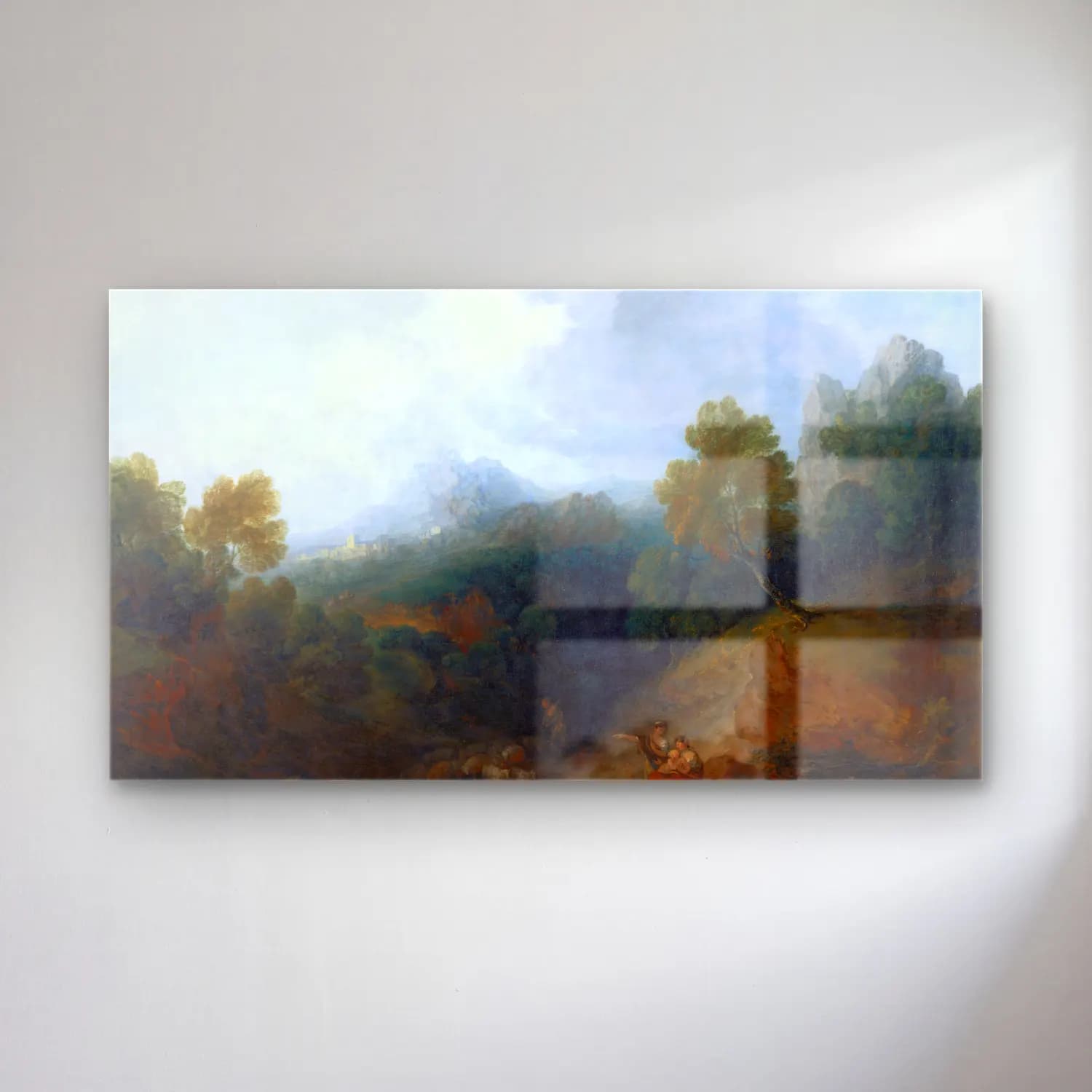 Thomas Gainsborough – Landscape with a Flock of Sheep cam tablo — Thomas Gainsborough – Landscape with a Flock of Sheep — yağlı boya dağ manzarası