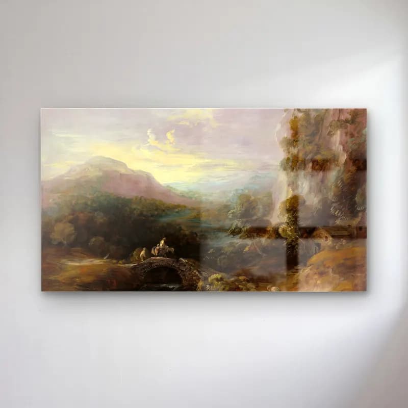 Thomas Gainsborough – Mountain Landscape with Bridge cam tablo — Thomas Gainsborough – Mountain Landscape with Bridge — yağlı boya dağ manzarası