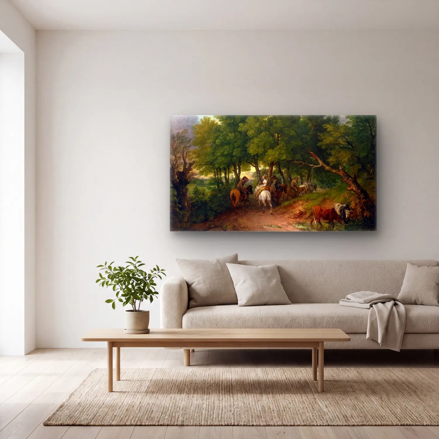 Thomas Gainsborough – Road from Market cam tablo — açık renk salonda