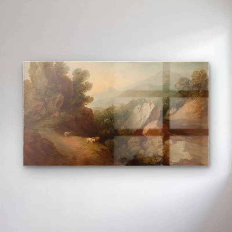 Thomas Gainsborough – Rocky, Wooded Landscape with a Dell and Weir cam tablo — Thomas Gainsborough – Rocky, Wooded Landscape with a Dell and Weir — yağlı boya dağ manzarası