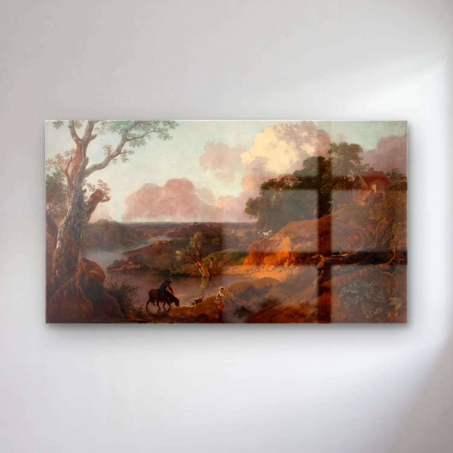 Thomas Gainsborough – View in Suffolk cam tablo — Thomas Gainsborough – View in Suffolk — yağlı boya kırda nehir