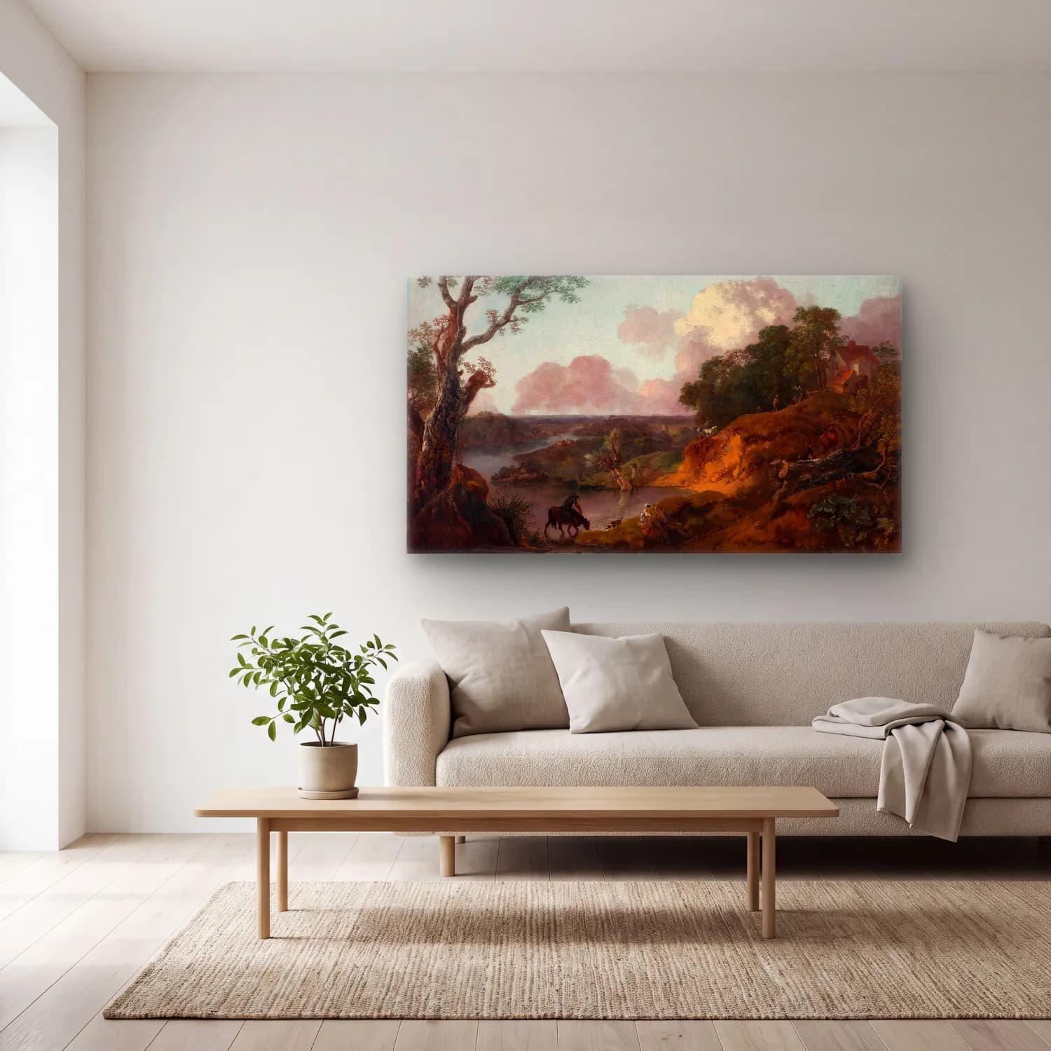 Thomas Gainsborough – View in Suffolk cam tablo — açık renk salonda
