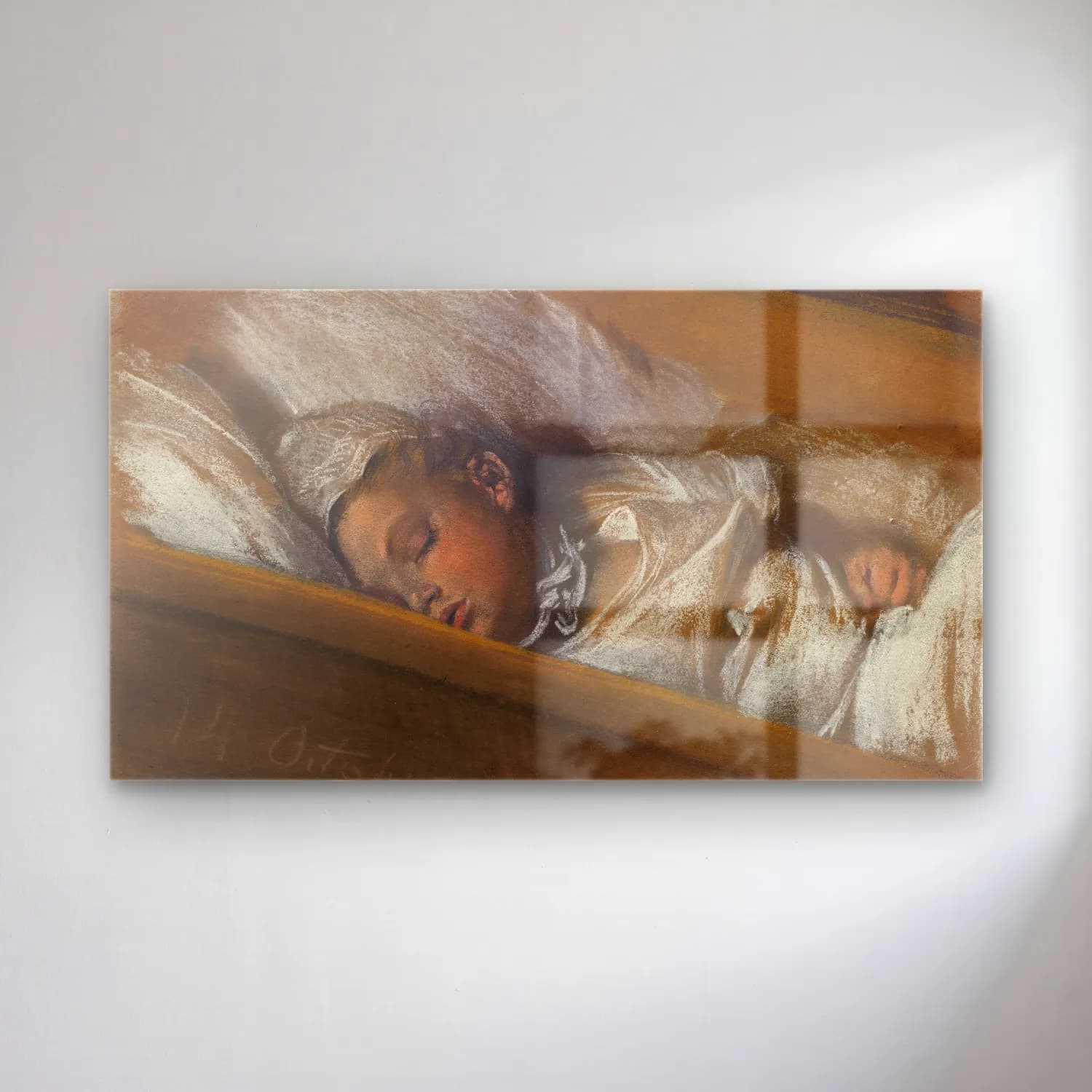 Adolph von Menzel – An Infant Asleep In His Crib cam tablo — Adolph von Menzel – An Infant Asleep In His Crib — yağlı boya melek