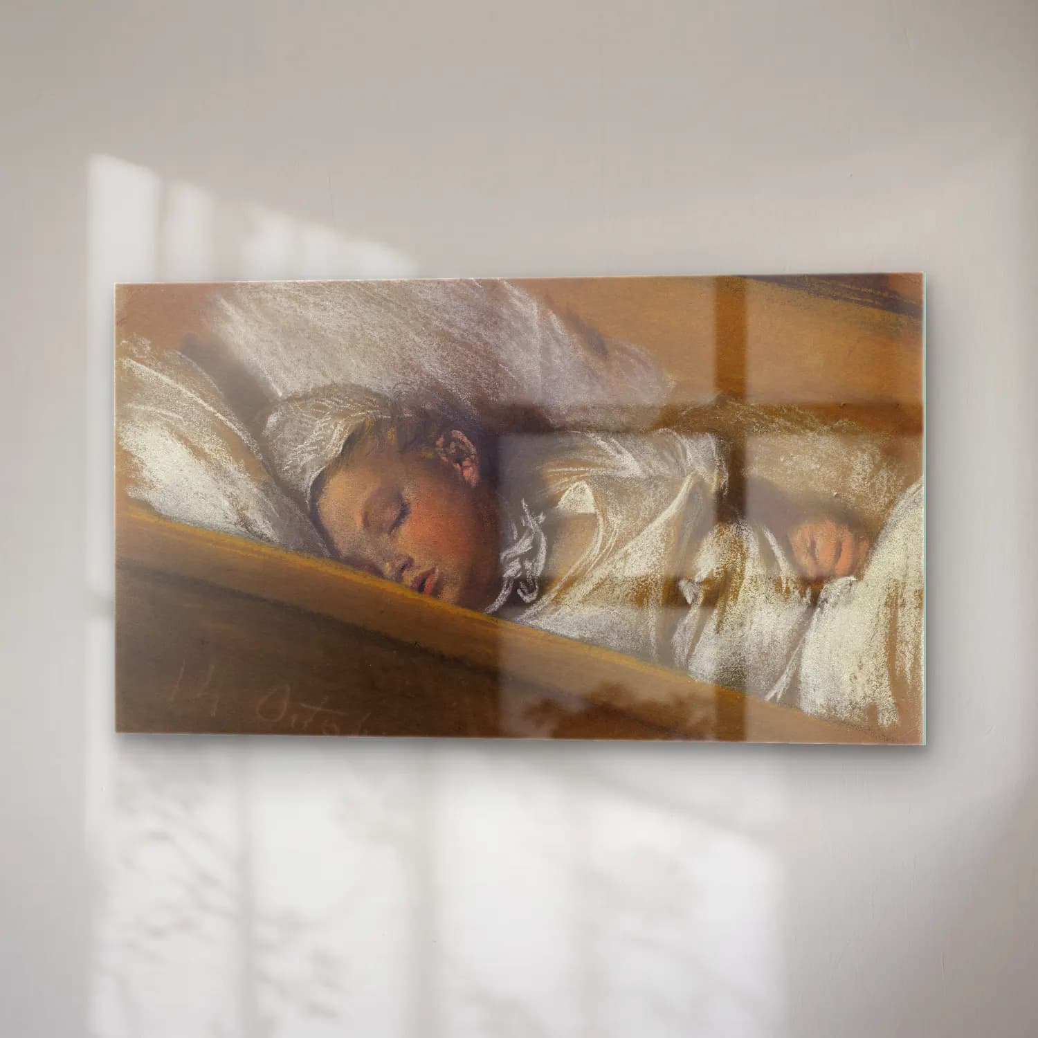 Adolph von Menzel – An Infant Asleep In His Crib cam tablo — sağ açıdan görünüm