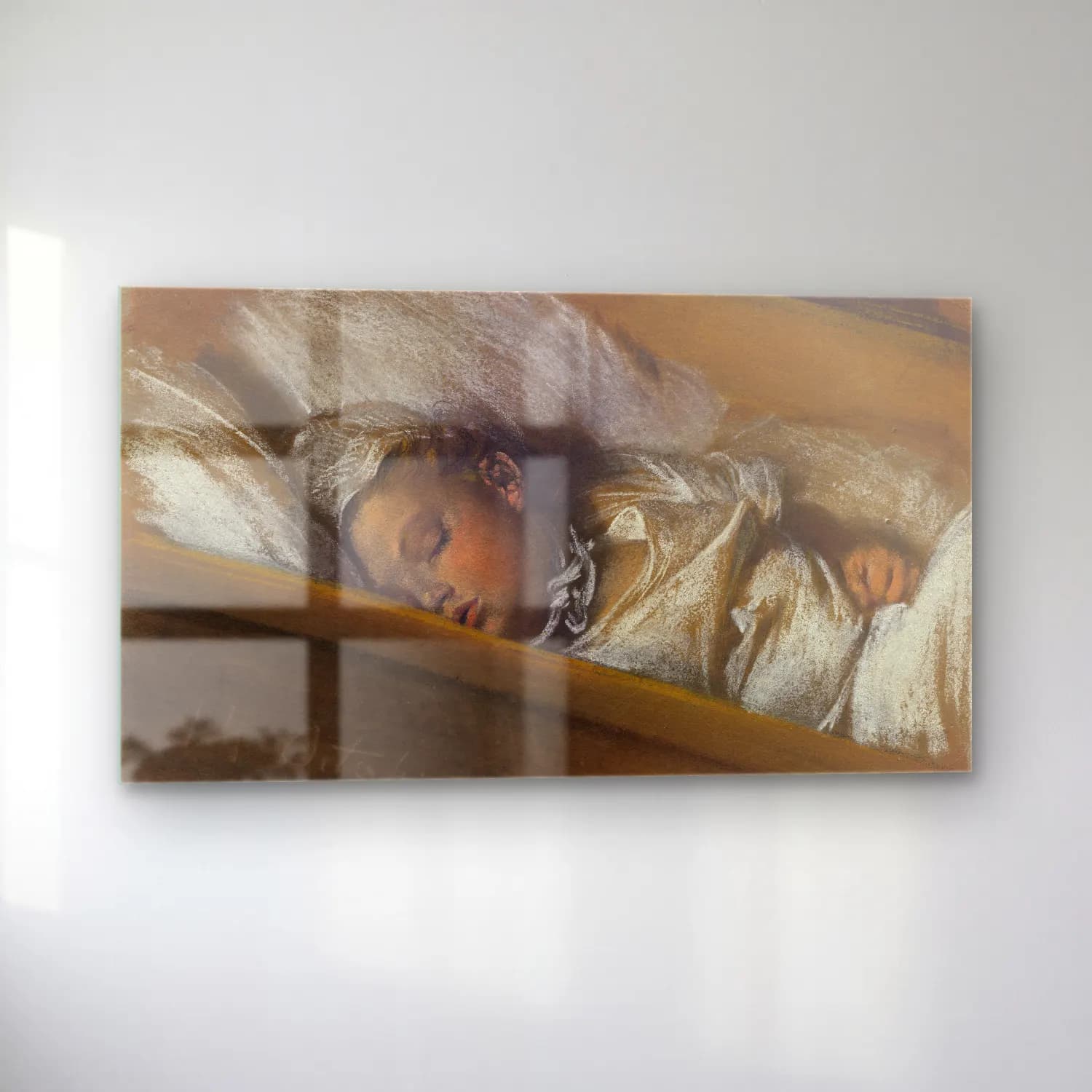 Adolph von Menzel – An Infant Asleep In His Crib cam tablo — sol açıdan görünüm