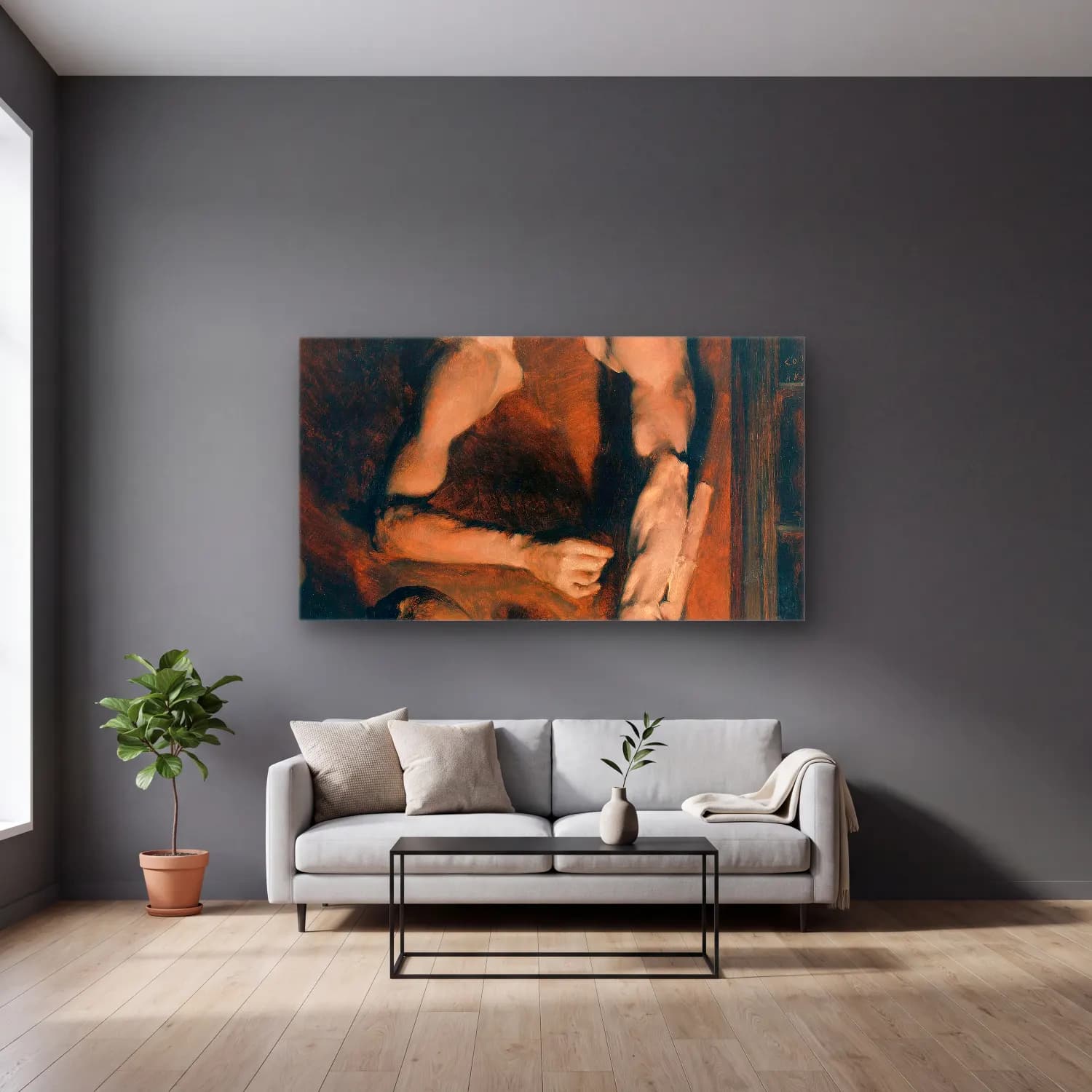 Adolph von Menzel – Studio Wall cam tablo — gri duvarlı salonda