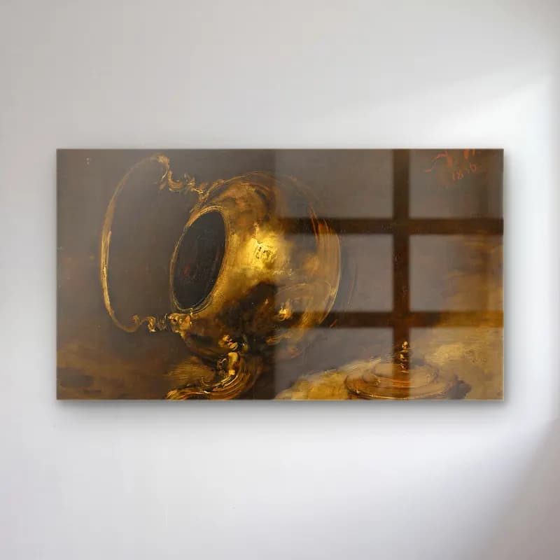 Adolph von Menzel – Upturned Teapot cam tablo — Adolph von Menzel – Upturned Teapot — yağlı boya demlik ve fincanlar