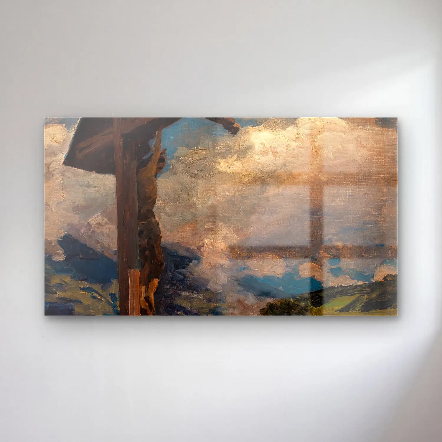 Alexander Koester – A Wayside Shrine cam tablo — Alexander Koester – A Wayside Shrine — empresyonist bulutlu gökyüzü