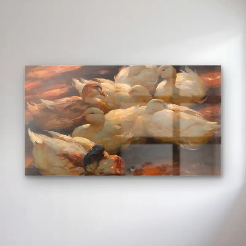 Alexander Koester – Enten am Boden lagernd (Ca. 1905-1908) cam tablo — Alexander Koester – Enten am Boden lagernd (Ca. 1905-1908) — yağlı boya ördekler