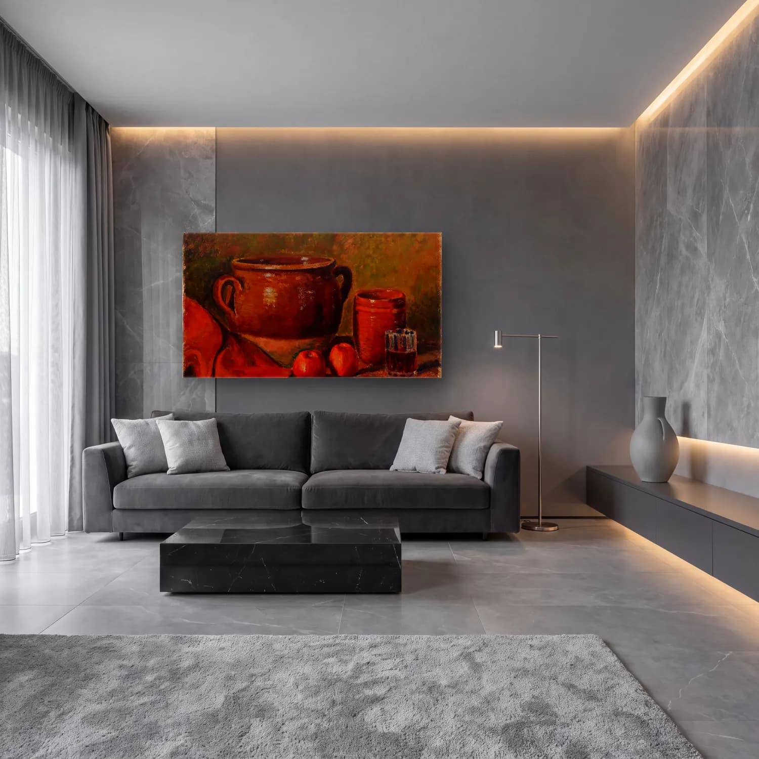 Alfred William Finch – Still Life cam tablo — lüks salon duvarında