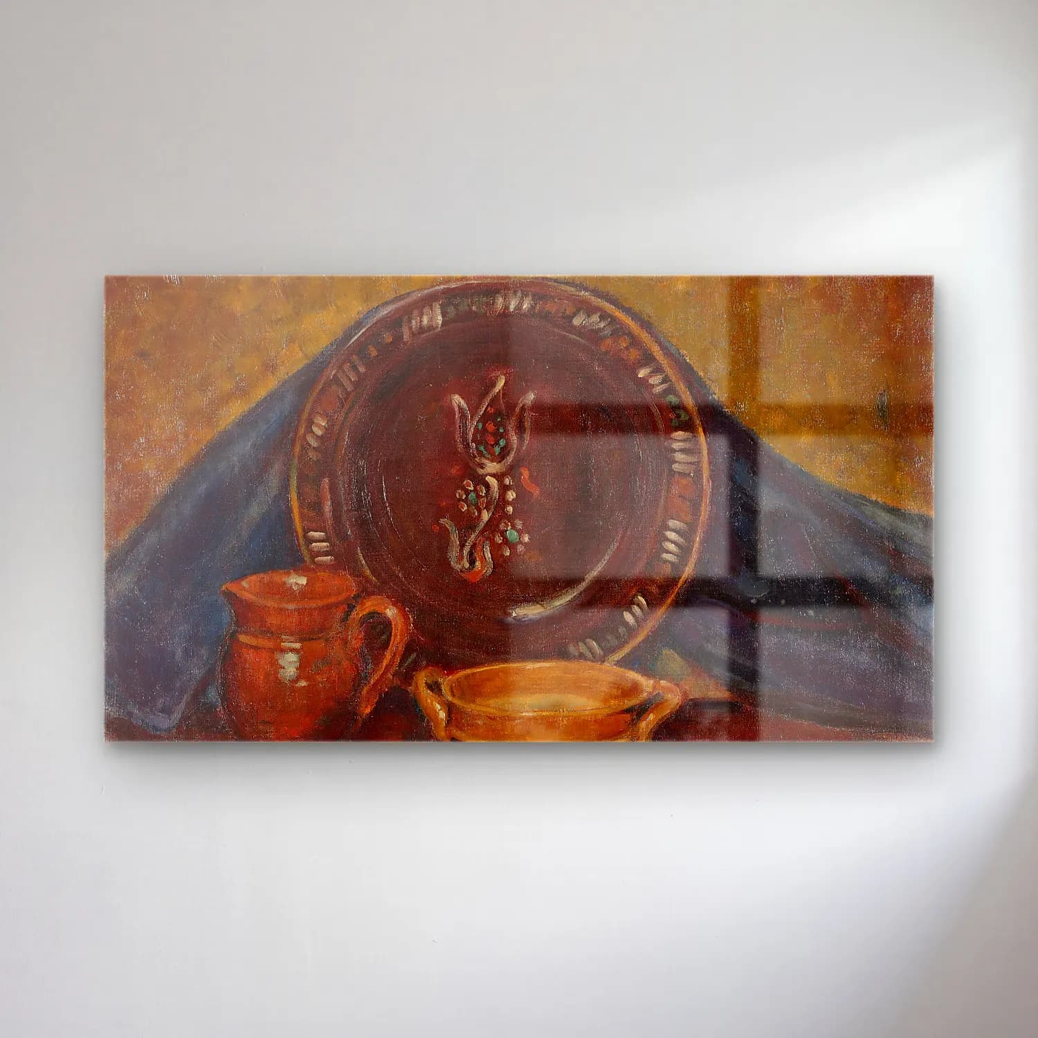 Alfred William Finch – Still Life – Bej Tonlar cam tablo — Alfred William Finch – Still Life – Bej Tonlar — yağlı boya seramik vazolar