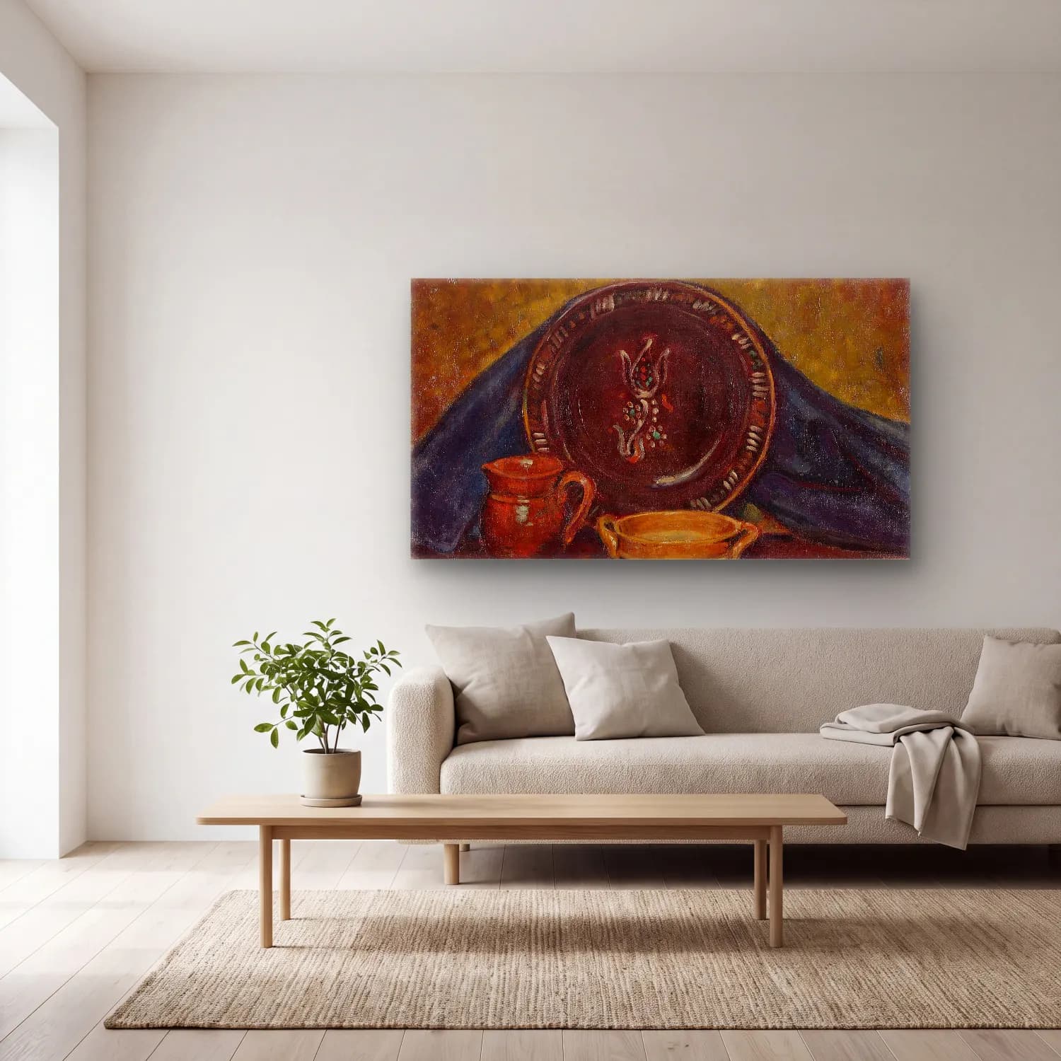 Alfred William Finch – Still Life – Bej Tonlar cam tablo — açık renk salonda