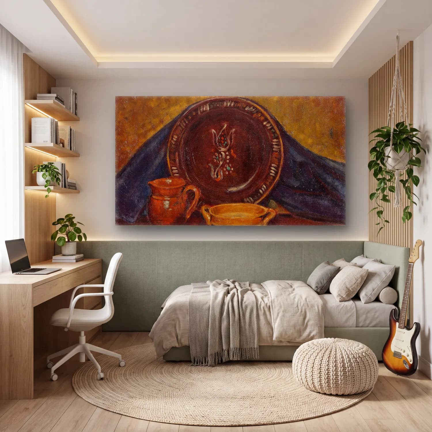 Alfred William Finch – Still Life – Bej Tonlar cam tablo — genç odasında